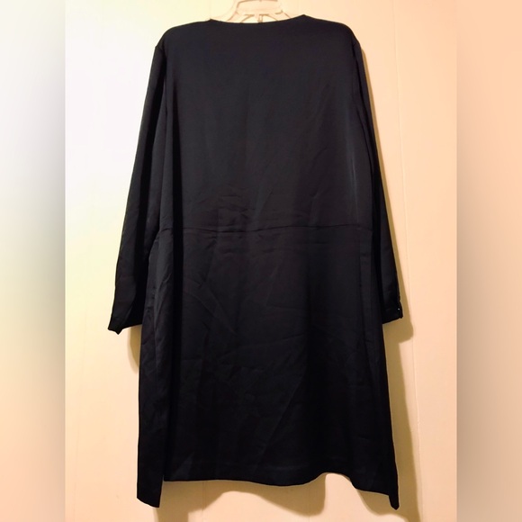 NWT H by Halston Black Textured Faux Satin Dress - Picture 3 of 4